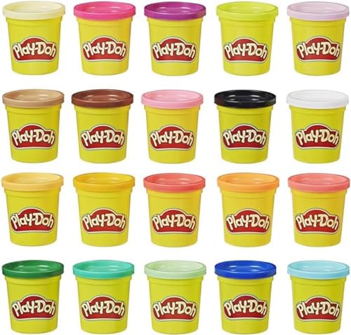 Play-Doh, 20 Pots de Pâte à Modeler avec des Couleurs Différentes - Jeu Éducatif - Cadeau pour Anniversaire - Activité Enfant 2 ans
