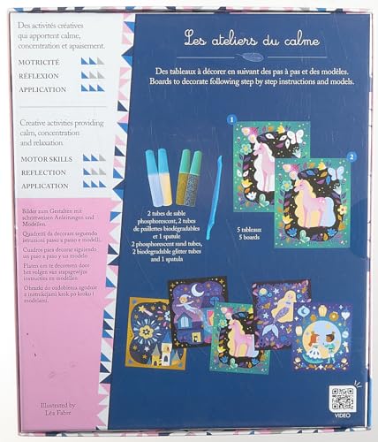Kit Créatif Sables Phosphorescents et Paillettes Nuit Féérique - Loisirs Créatifs - 5 Tableaux à Décorer - Imagination et Créativité - Dès 5 Ans