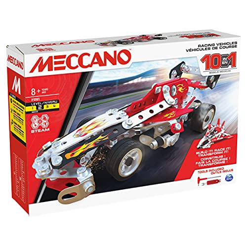 MECCANO - 10 Modèles De Véhicules De Course A Construire - Jeu de Construction Avec 2 Outils - 6060104 - Jouet Enfant 8 Ans et +