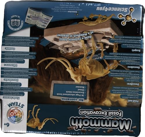 Science4you - Mammouth, Kit de Fouille pour Enfants +6 Ans - Excaver et Assembler 17 Fossiles de Dinosaure Avec ce Jouet de Paléontologie et Archeologie pour Enfants, Jeux Scientifique 6-10 Ans