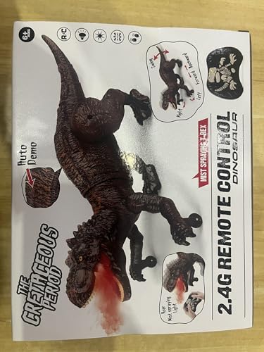 Dinosaure Jouet Enfant, 2.4GHz Dinosaures Telecommandé avec Pulvérisation, Rugissement, Lumière, RC Dino Robots Interactif Rechargeable Jeu Exterieur Interieur Cadeau Garçons Filles 5 6 7 8 9 10 Ans