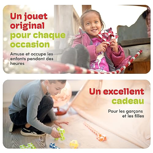 CUBIDI® Magic Snake Cube | Jouet de Poche pour Les Enfants de 4 à 8 Ans | Cadeau Anniversaire Enfants invites | Cadeau pour élèves - 24 Blocs | 2,3 mm x 1,8 mm | Jaune