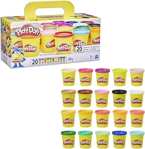 Play-Doh, 20 Pots de Pâte à Modeler avec des Couleurs Différentes - Jeu Éducatif - Cadeau pour Anniversaire - Activité Enfant 2 ans