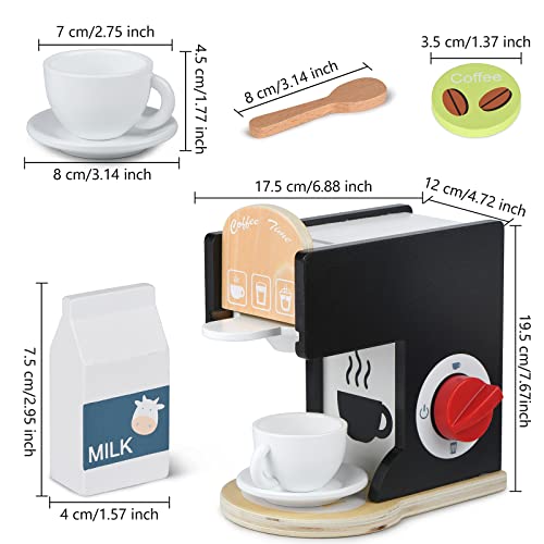 Accessoires de cuisine en bois pour enfants - Machine à expresso - Jouets de cuisine pour filles et garçons (noir)