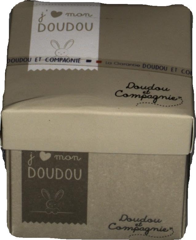 Doudou et Compagnie - Doudou Lapin Mouchoir - Boîte en Forme de Fleur - Blanc - 10 Cm - Idée Cadeau de Naissance Fille et Garçon - Garantie Doudou Perdu - 303