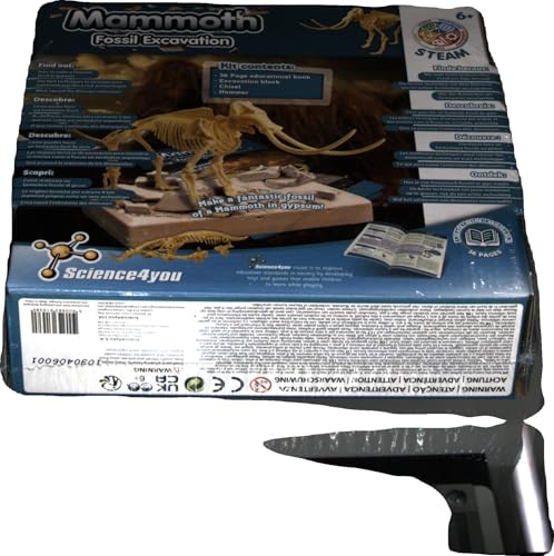 Science4you - Mammouth, Kit de Fouille pour Enfants +6 Ans - Excaver et Assembler 17 Fossiles de Dinosaure Avec ce Jouet de Paléontologie et Archeologie pour Enfants, Jeux Scientifique 6-10 Ans