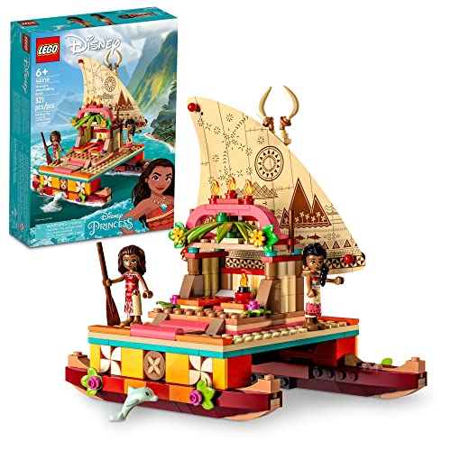 LEGO Disney Princesse Le Bateau d’Exploration de Vaiana - Jouet d'Activité et de Développement avec Mini-Poupée Sina et Figurine Dauphin - Idée Cadeau pour Garçons et Filles à Partir de 6 Ans 43210