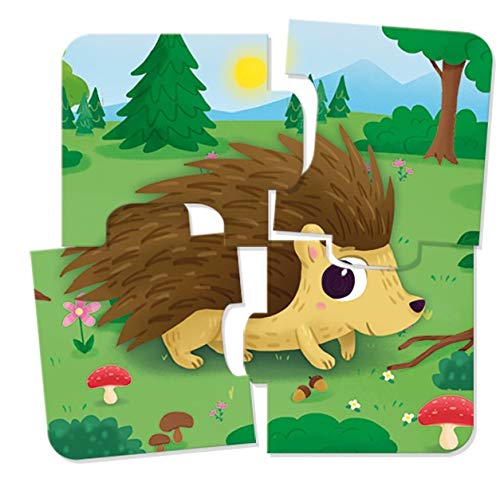 Liscianigiochi - Puzzle Bébé - La Forêt - Jeu de Réflexion - Jeu Educatif - 6 Puzzles de 4 Pièces - Les Animaux - 14 x 14 Cm - Pour Enfants de 1 à 4 ans - Carotina Baby