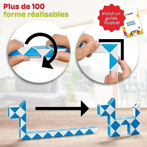 CUBIDI® Magic Snake Cube | Jouet de Poche pour Les Enfants de 4 à 8 Ans | Cadeau Anniversaire Enfants invites | Cadeau pour élèves - 24 Blocs | 2,3 mm x 1,8 mm | Jaune