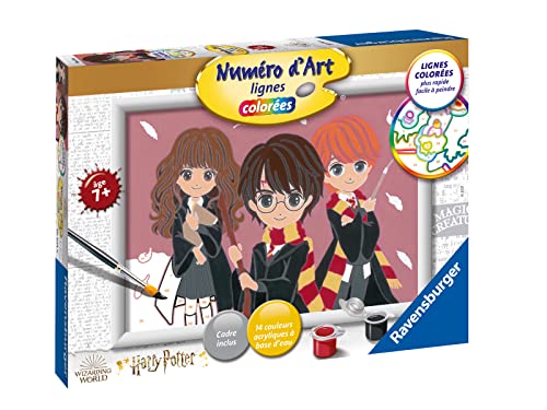 Ravensburger – Numéro d’Art format 18x24cm – Portrait de groupe / Harry Potter – Loisir créatif – Kit de peinture par numéros – Activité détente et créative – Dès 7 ans – 20014 – Version française