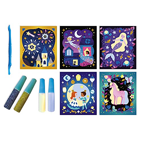 Kit Créatif Sables Phosphorescents et Paillettes Nuit Féérique - Loisirs Créatifs - 5 Tableaux à Décorer - Imagination et Créativité - Dès 5 Ans