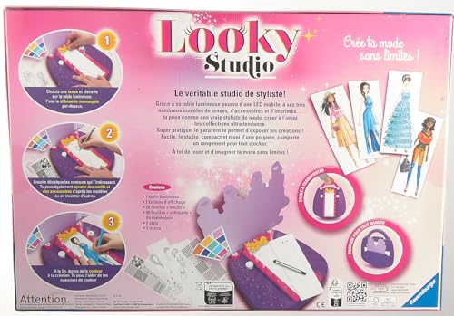Ravensburger – Looky Studio – Loisir créatif – Dessin de mode – Stylisme – Activité détente et créative – Créativité – Dès 6 ans – 18028 – Version française, Néant