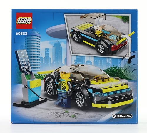 LEGO 60383 City La Voiture de Sport Électrique, Jouet pour Garçons et Filles de 5 Ans, Set de Voiture de Course, avec Minifigurine de Pilote, Idée Cadeau