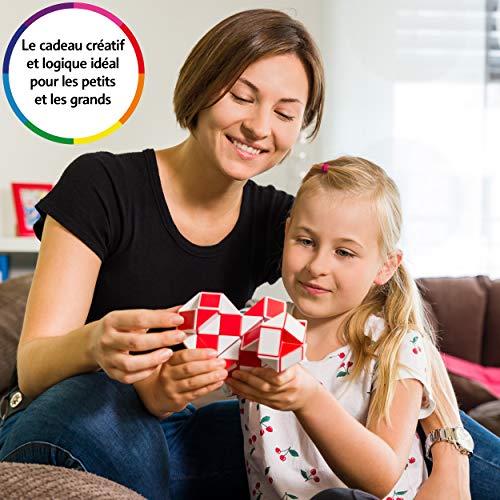 CUBIDI® Magic Snake Cube | Jouet de Poche pour Les Enfants de 4 à 8 Ans | Cadeau Anniversaire Enfants invites | Cadeau pour élèves - 24 Blocs | 2,3 mm x 1,8 mm | Jaune
