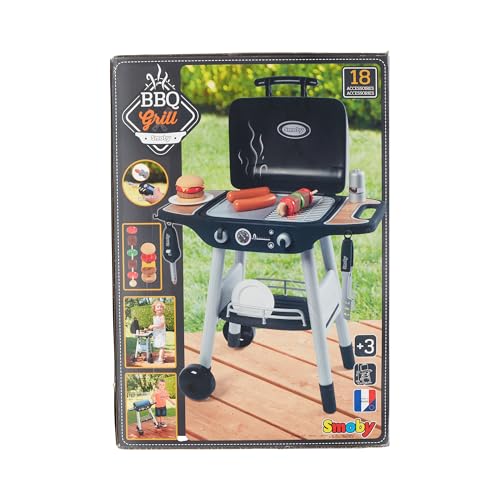 Smoby Barbecue Grill - 18 Accessoires - Flammes Magiques Rétractables - Jouet d'Imitation pour Enfant