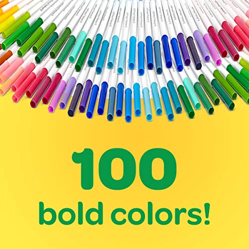 Crayola - Kit de 100 Feutres Lavables, Pointe Conique pour Traits Fins et Épais, Assortiment de Couleurs - Âge Conseillé: à Partir de 3 Ans