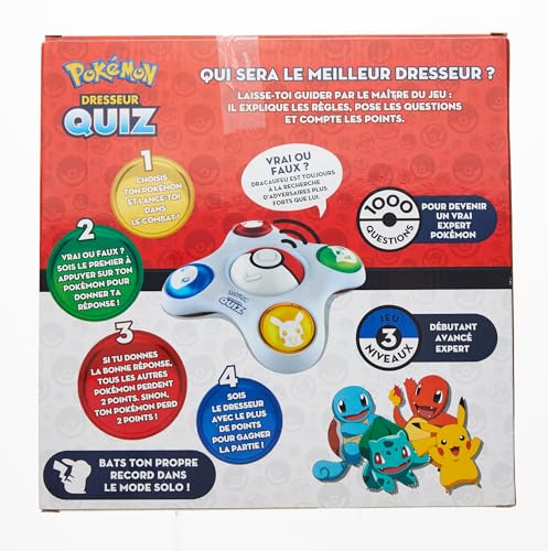 Bandai - Pokémon - Dresseur Quiz Jeu électronique interactif - Parle Français - ZZ20110 - Jeu Quiz Pokémon 1 à 4 Joueurs - Jouet Enfant 6 Ans et + - ZZ20110