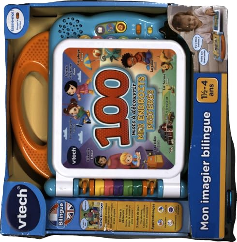 VTech - Mon Imagier Bilingue, Imagier Parlant Mes 100 Endroits Préférés, Livre Sonore, 12 Pages Illustrées et Interactives, Jouet Éducatif, Cadeau Enfant Dès 18 Mois - Contenu en Français et Anglais