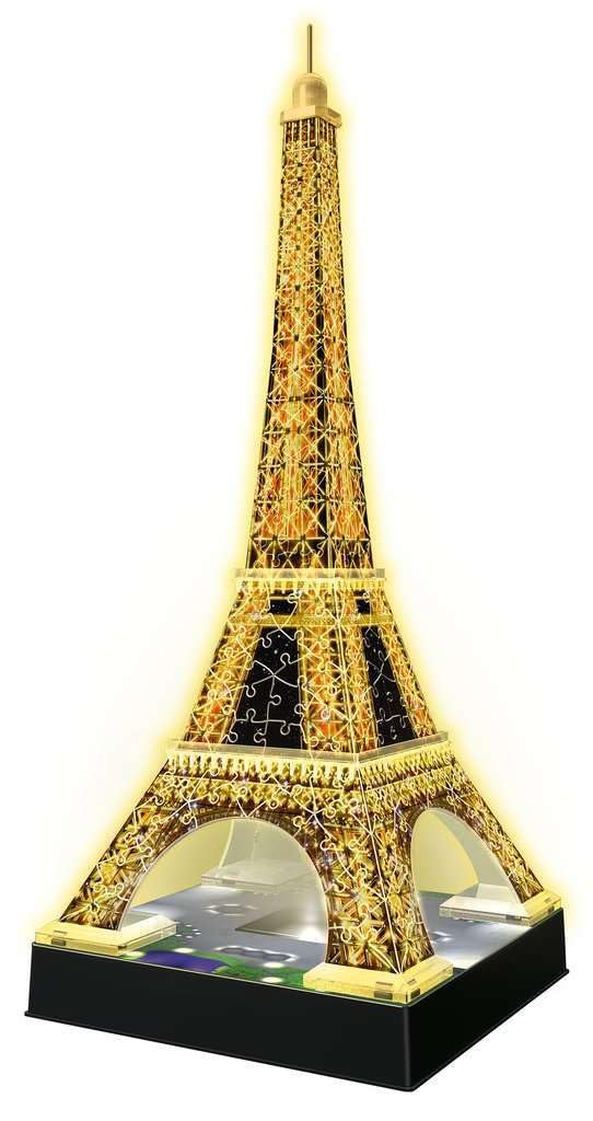 Ravensburger - Puzzle 3D Building - Tour Eiffel illuminée - A partir de 10 ans - 226 pièces numérotées à assembler sans colle - Accessoires de finition inclus - 12579