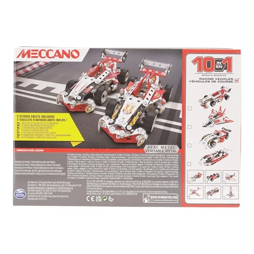 MECCANO - 10 Modèles De Véhicules De Course A Construire - Jeu de Construction Avec 2 Outils - 6060104 - Jouet Enfant 8 Ans et +