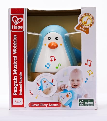 Hape Pingouin Culbuto Musical - Jouet Musical en Bois pour Enfant - Jouet d'Ăveil de MotricitĂ© pour BĂ©bĂ© dĂšs 6 Mois - Jouet Ăducatif - Jeu de Musique Fille et Garçon - Cadeau Naissance