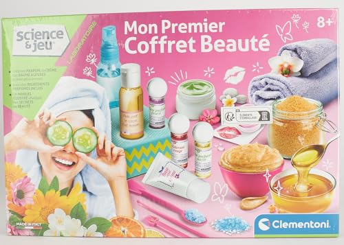 Clementoni - Science & Jeu - Mon Premier Coffret Beauté - Laboratoire - Jeu Créatif - Crée ton Parfum, ta Crème, ton Baume à Lèvres - Pour Enfants à Partir de 8 Ans, 41.8 x 6 x 27.8 cm