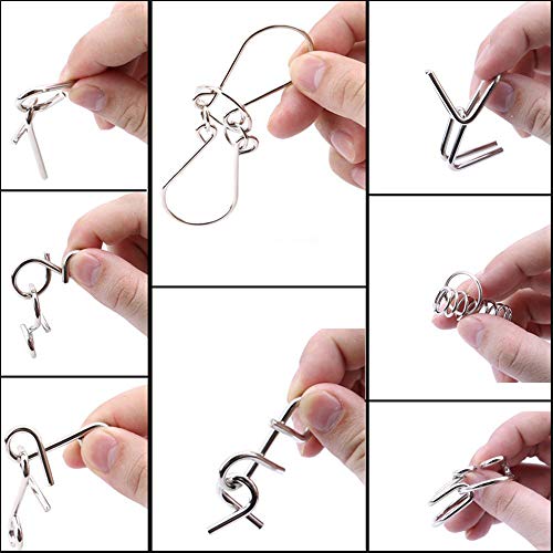 Casse-tête métallique Wire Set de 16, IQ Test Casse-tête Métal IQ Jigsaw Puzzle Jouet pour Adultes (Blue-Yellow)