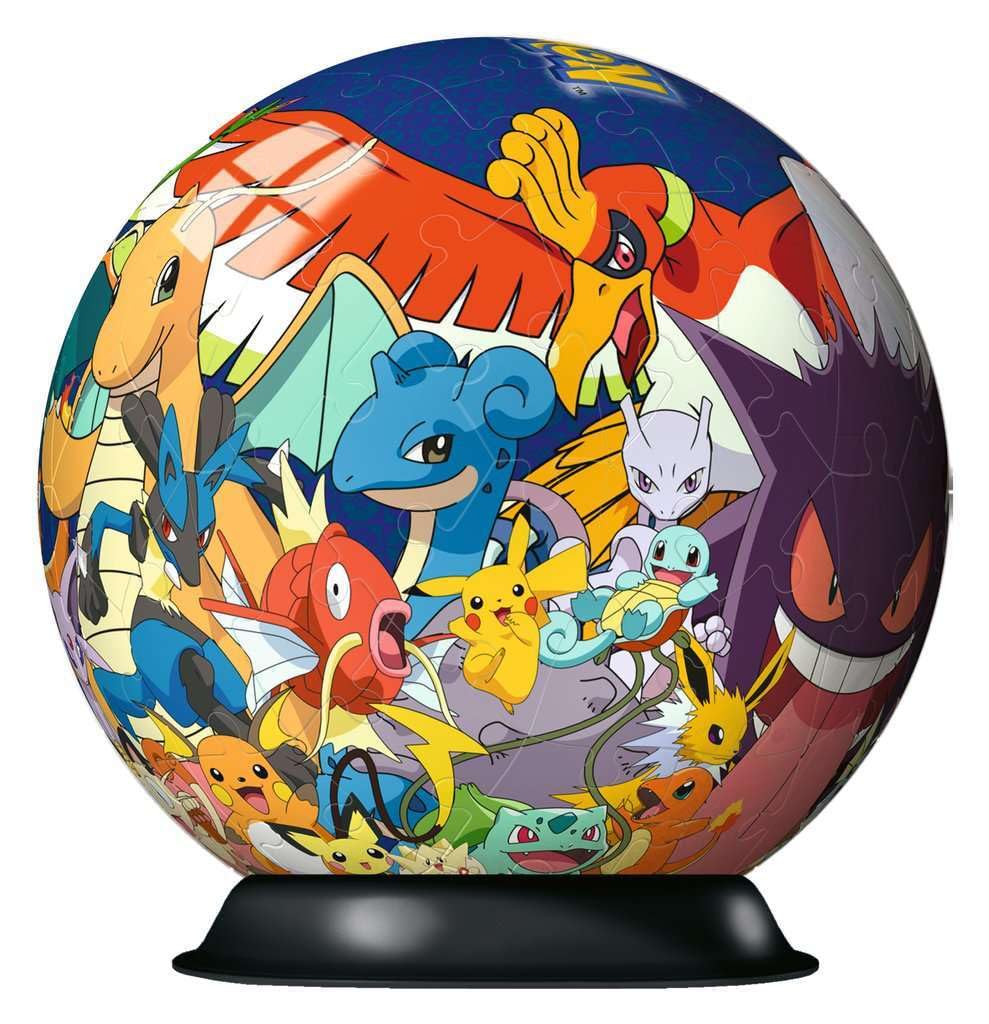 Ravensburger - Puzzle 3D Ball - Pokémon - A partir de 6 ans - 72 pièces numérotées à assembler sans colle - Support inclus - Diamètre : 13 cm - 11785