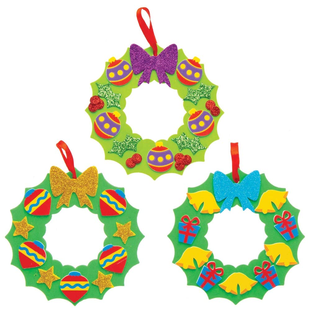 Baker Ross Kits de décorations couronnes de Noël à Assortir (Paquet de 8) - Loisirs créatifs festifs pour Enfants AT303
