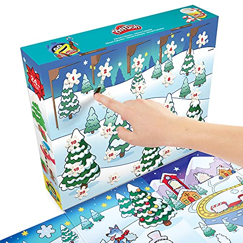 Play-Doh Calendrier de l'Avent, tapis d'activité, + de 24 surprises, 24 pots de pâte Play-Doh, pour enfants dès 3 ans
