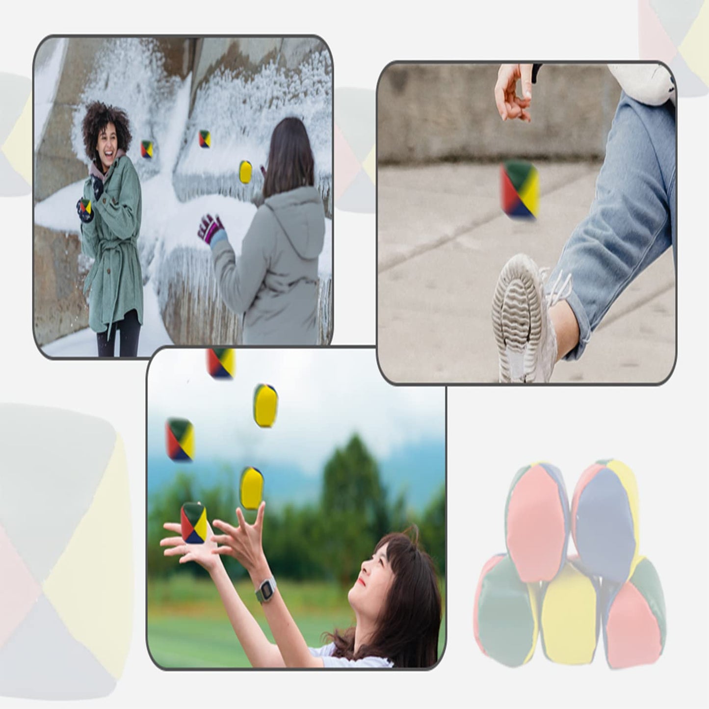 Coriver 15Pcs Ensemble de Balles de Jonglage, Jeux de Balle pour Enfants Jeux de Balle de Cirque Clown Boules de Jongle Colorées pour Adultes Enfants Débutants Jouet de Plein Air avec sac de rangement