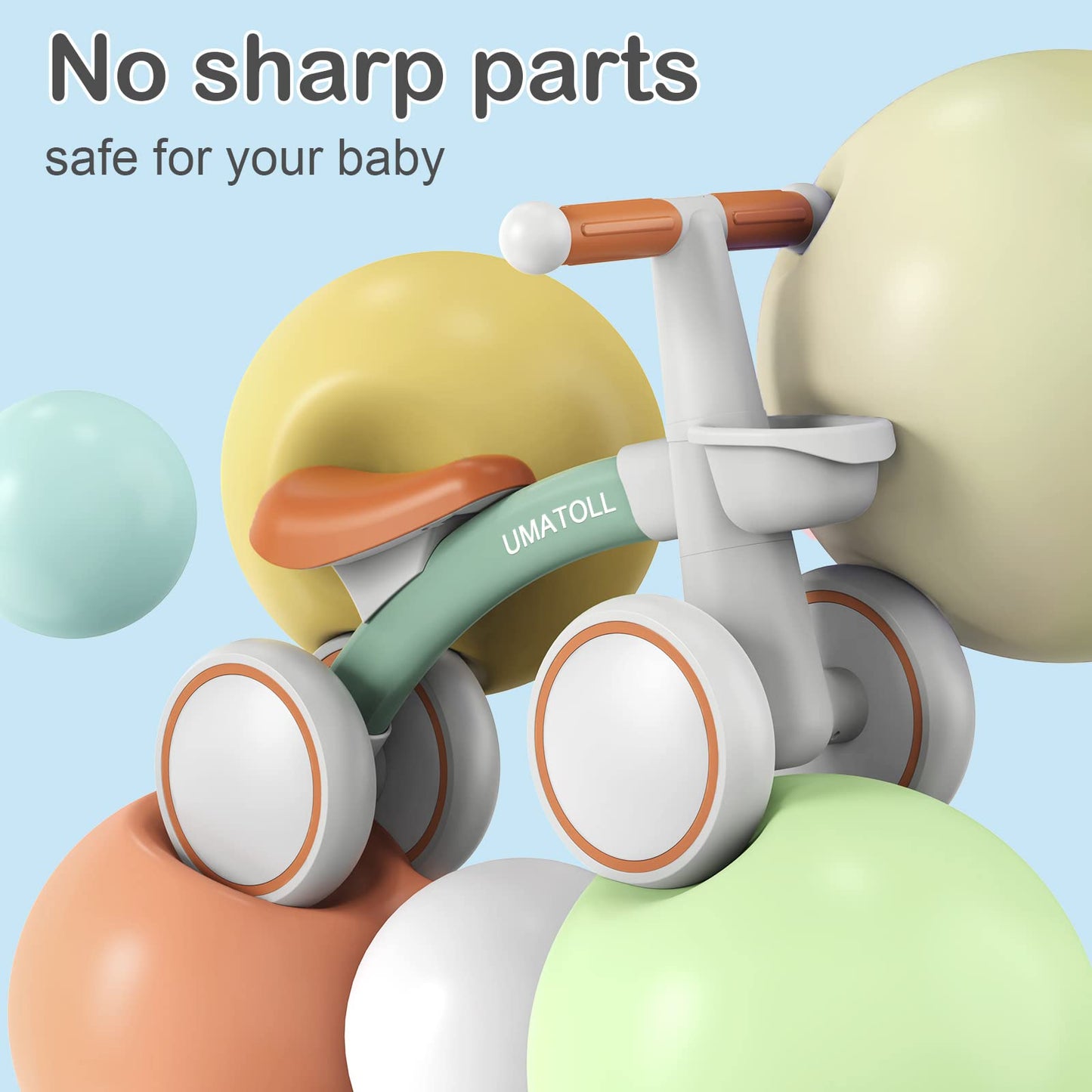 Umatoll Draisienne Bebe 1 an, Jouet Enfant pour 12-24 Mois, Vélo avec Panier pour Garçons et Filles, Premier Cadeau Anniversaire Noel(Vert)