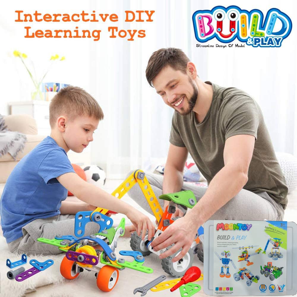 Blocs de Construction 175 pièces 11-en-1 ,Jeux pour garçons et Filles-l'Apprentissage la Construction Jouets Créatif, interactif et éducatif pour Enfants de 3-12 Ans,