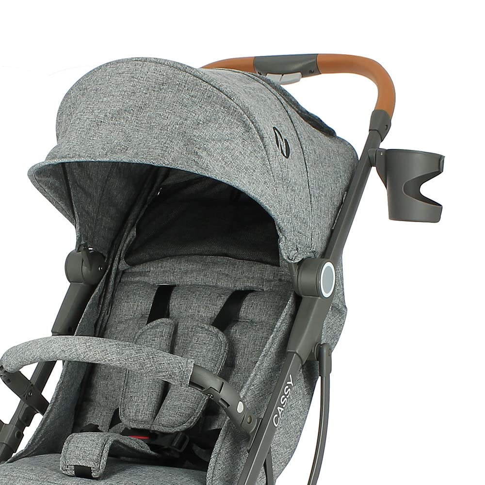 Poussette compacte CASSY 6-48 mois, légère et maniable - pliable à une main - Sac de transport et porte gobelet inclus - Nania (gris)