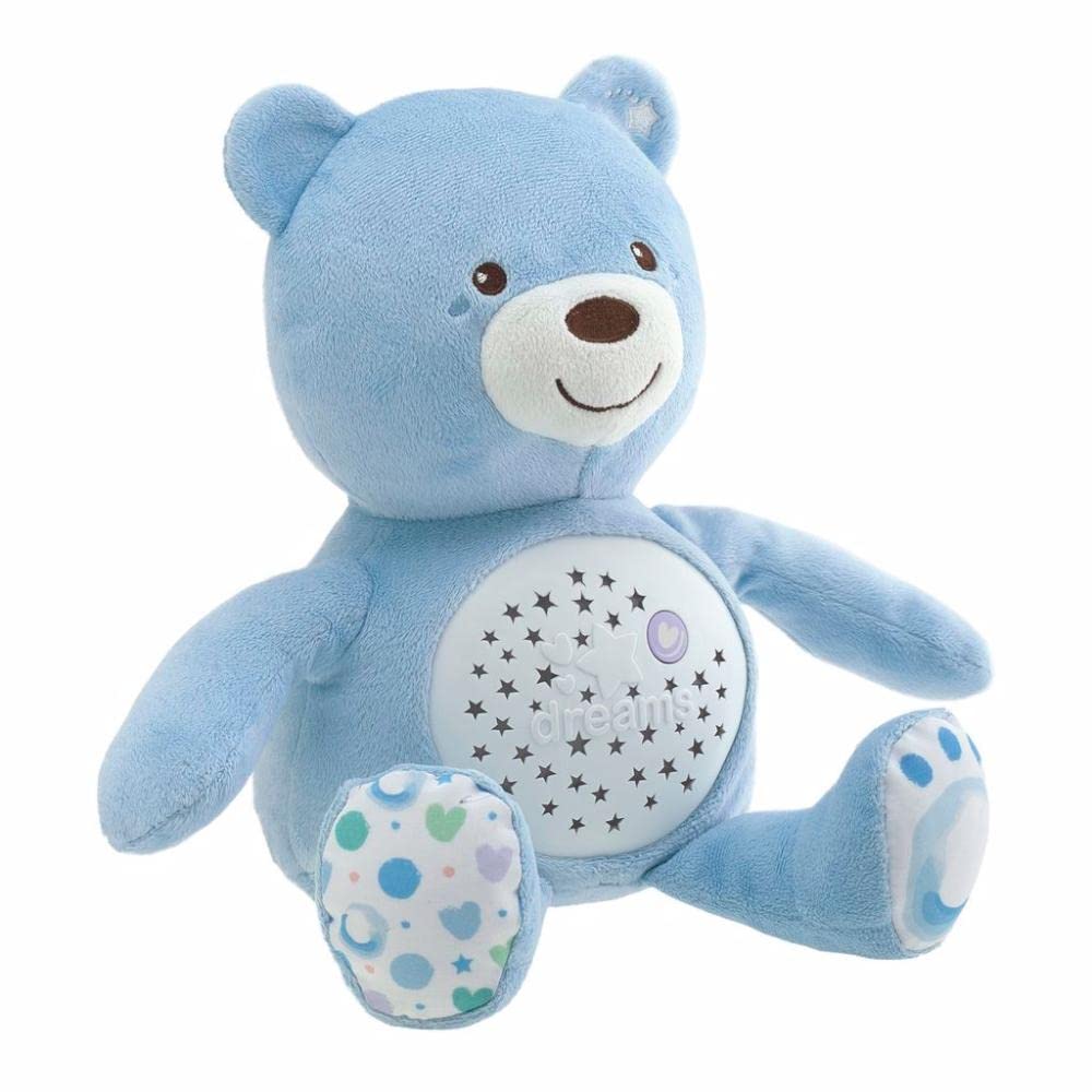 Chicco First Dreams Baby Bear Ours en Peluche Musical, Veilleuse Lumineuse pour Bébés avec Effets Lumineux et Mélodies Relaxantes - Jouets Bébé 0+ Mois - Bleu