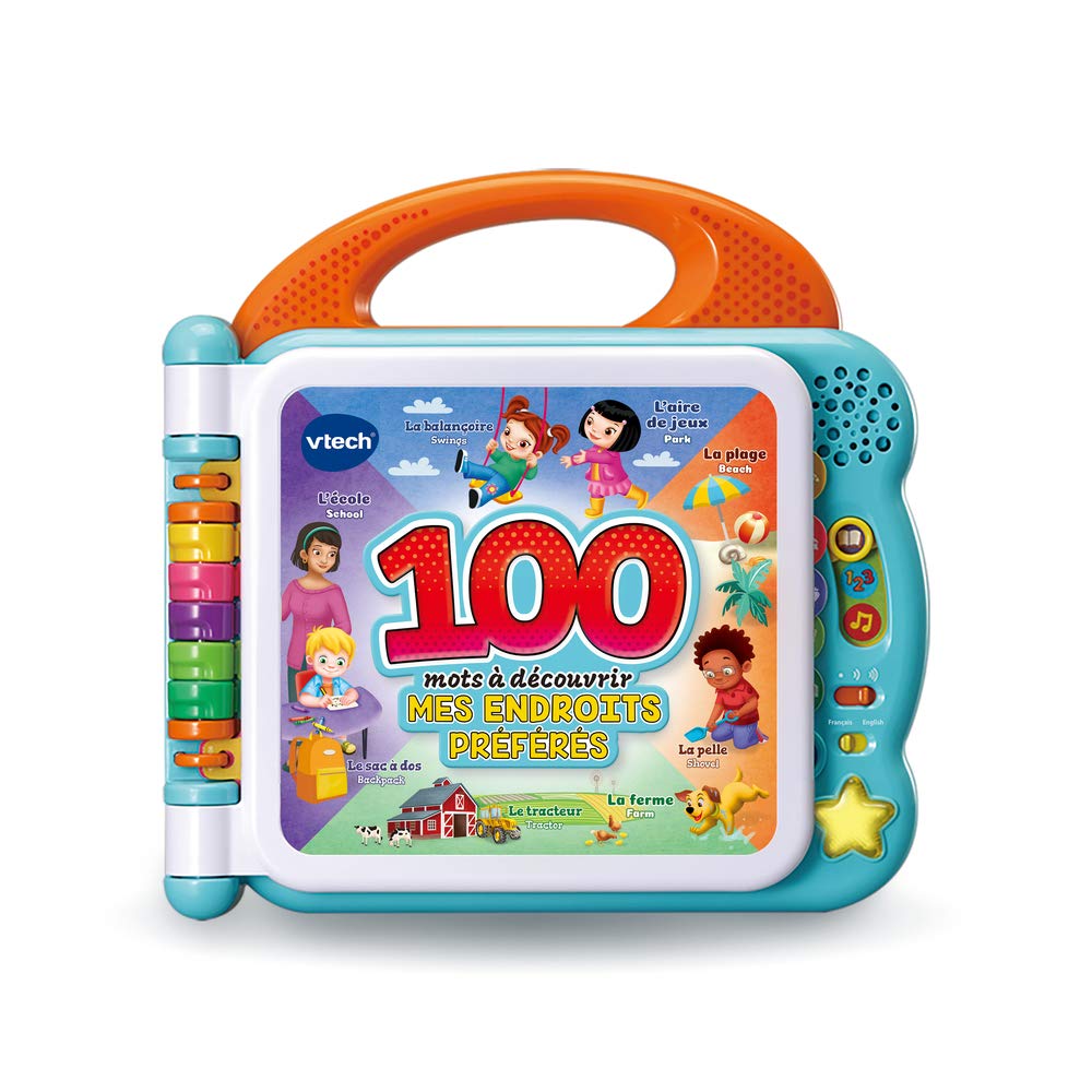 VTech - Mon Imagier Bilingue, Imagier Parlant Mes 100 Endroits Préférés, Livre Sonore, 12 Pages Illustrées et Interactives, Jouet Éducatif, Cadeau Enfant Dès 18 Mois - Contenu en Français et Anglais