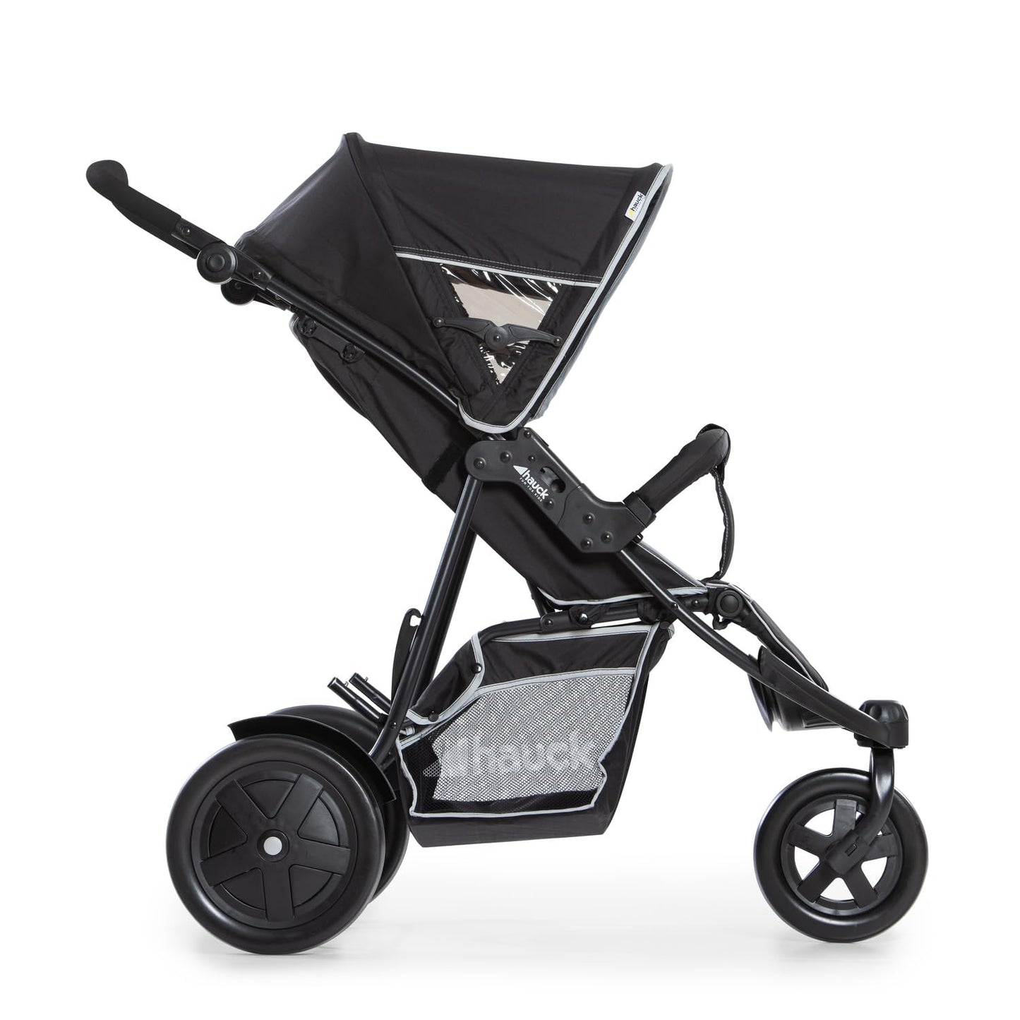 hauck Poussette Double Freerider à 3 Roues - 2 Enfants, Jusqu'à 36 kg - Hauteur Réglable, Pliable, Habillage Pluie Inclus, Siège Bas Amovible - Noir