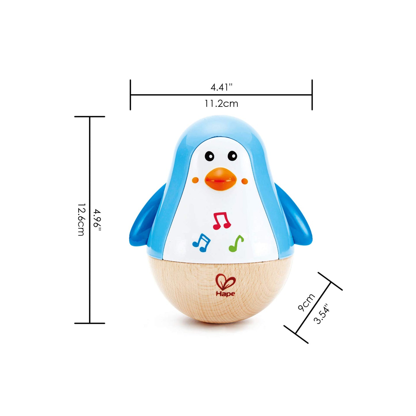 Hape Pingouin Culbuto Musical - Jouet Musical en Bois pour Enfant - Jouet d'Ăveil de MotricitĂ© pour BĂ©bĂ© dĂšs 6 Mois - Jouet Ăducatif - Jeu de Musique Fille et Garçon - Cadeau Naissance