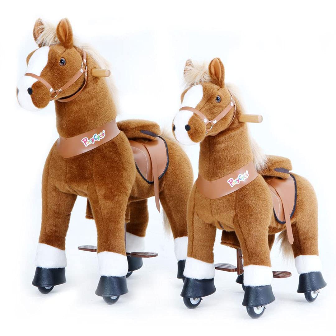 Cheval Jouet en Peluche Animal Marchant Cheval Brun pour Les Enfants de 4 à 9 Ans