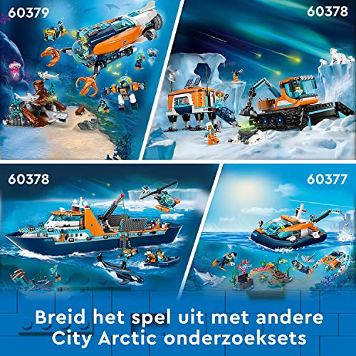 LEGO City Le Navire d’Exploration Arctique - Grand Jouet de Construction Enfant avec Bateau Flottant - Hélicoptère, sous-Marin, Épave de Viking, 7 Minifigurines - Cadeau pour Garçons et Filles 60368