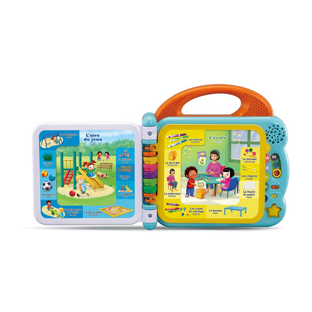 VTech - Mon Imagier Bilingue, Imagier Parlant Mes 100 Endroits Préférés, Livre Sonore, 12 Pages Illustrées et Interactives, Jouet Éducatif, Cadeau Enfant Dès 18 Mois - Contenu en Français et Anglais