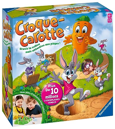 Ravensburger - Croque Carotte - Jeu de société - Enfants et Parents - Jeu de parcours rigolo - De 2 à 4 Joueurs à partir de 4 ans - Mixte - 22223 - Version française, Noir