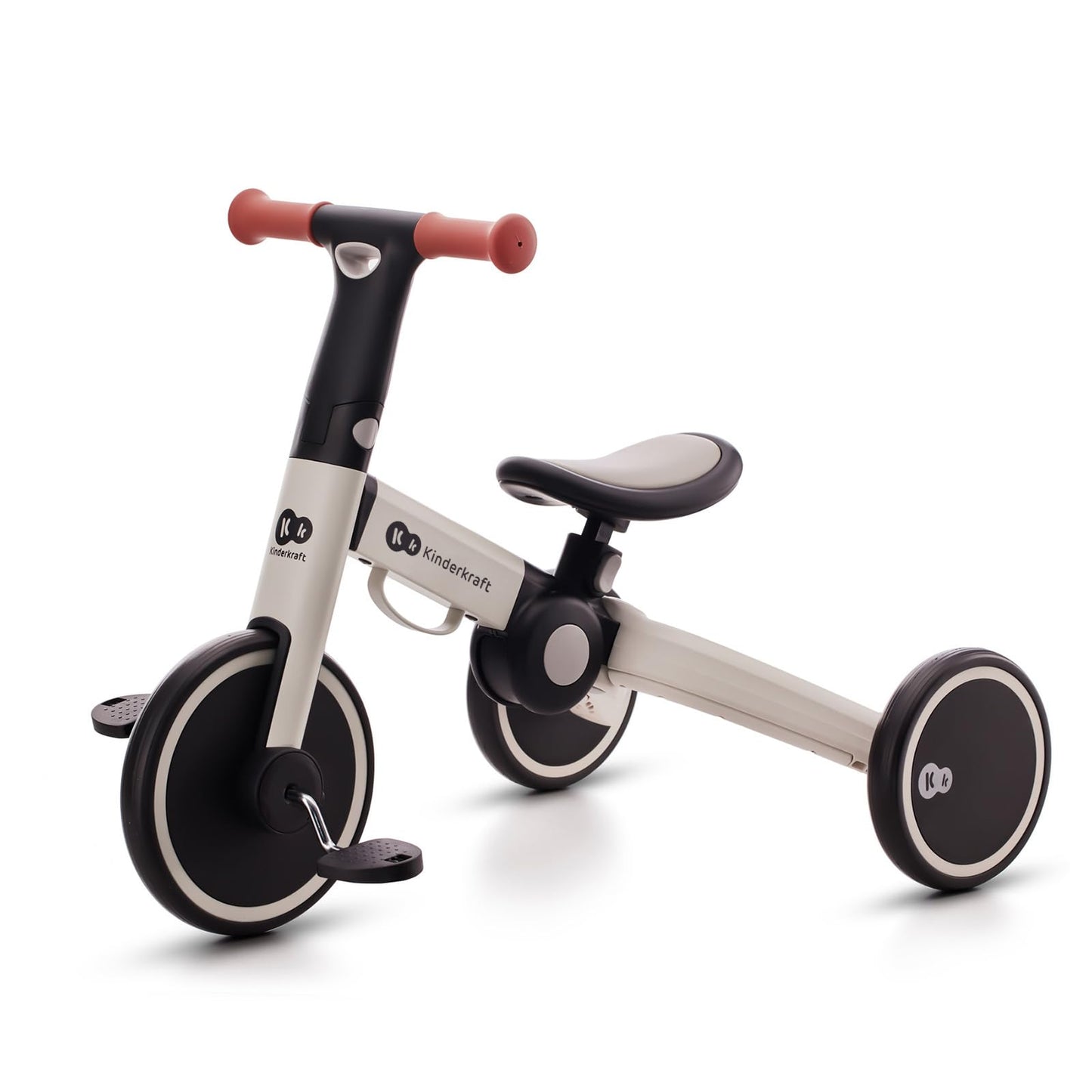 Kinderkraft 4TRIKE Tricycle 3en1, Tricycle pliable, Vélo sans Pédales, Vélo Bébé, Mini Draisienne, Trotteur, Selle réglable, Trois Roues, De 12 mois à environ 5 ans, 25kg, Gris