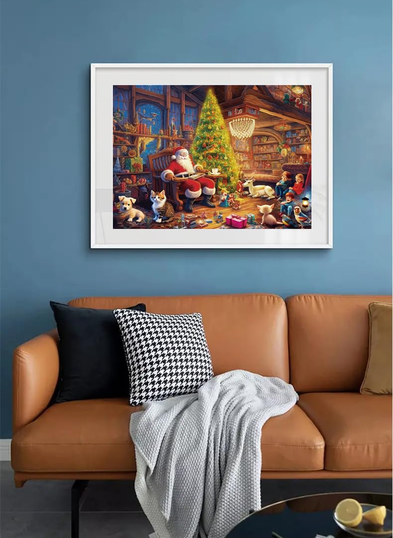 Puzzle de Noël pour Adultes 500 pièces Père Noël-Enfants Animaux de Compagnie 52 x 38 cm Puzzles de Noël pour Adultes 500 pièces Puzzles de Noël pour Adulte