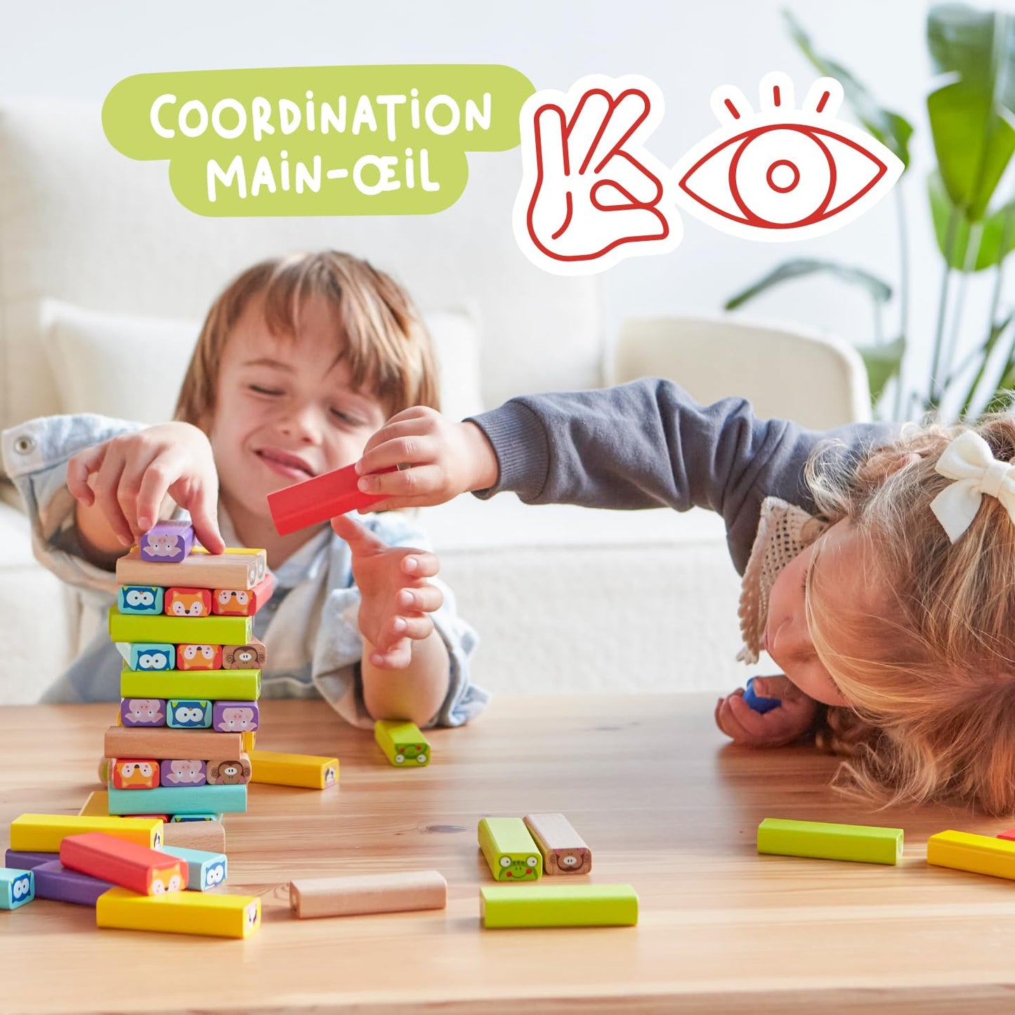 Nene Toys Tour 4 en 1 en Bois avec des Couleurs et Animaux - Jeu de Société Educatif pour Garçons et Filles De 3 à 9 Ans - Idéal comme Cadeau à Partager Entre Parents et Enfants