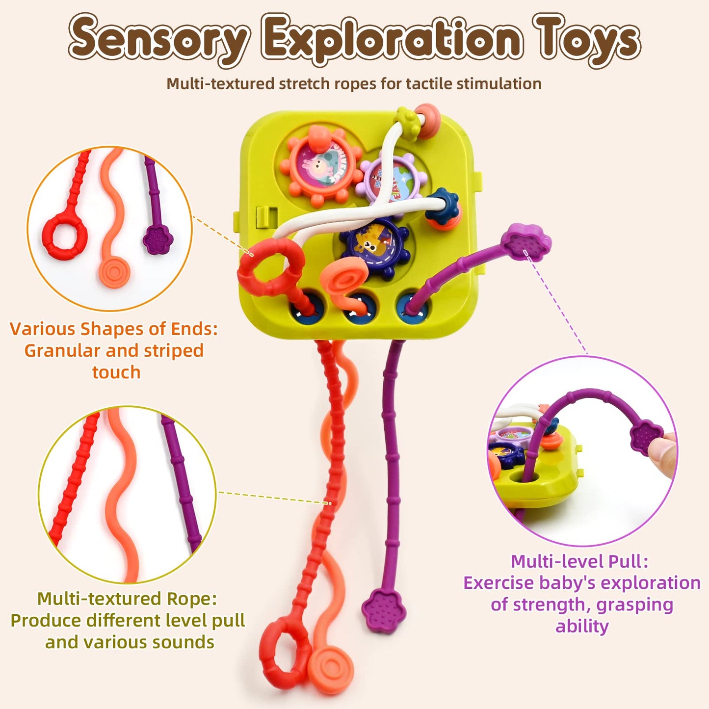 Jouet Bebe 1 2 An, 7 in 1 Montessori Sensoriel Jouets pour Bebe 6 9 12 18 Mois Naissance Fille Garcon, Cadeau Educatif Motricité Cube d'activité Jeux pour Enfants 1 2 Ans Anniversaire Noël Cadeau