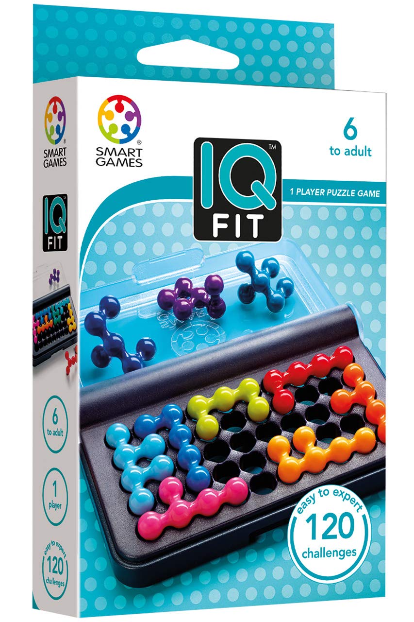 SmartGames - IQ Fit - Jeu Casse Tête - Jeu de Réflexion - 120 Défis - 2D et 3D - Niveau Facile à Expert - Encastre les Pièces Correctement - 1 Joueur - A Partir de 6 Ans