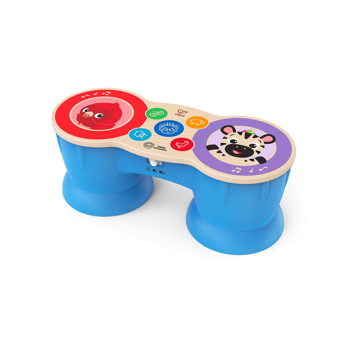 Baby Einstein, Hape, Tambour Upbeat Tunes Magic Touch, Jouet Musical en Bois, Instruments de Musique Electronique pour Enfants, 6 Mélodies, 4 voix Musicales, à partir de 6 mois