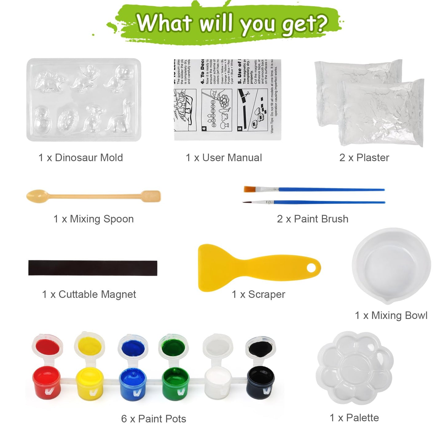 LinStyle Kit de Dinosaures à Colorier pour Enfants avec Moule, Jouet de Peinture 3D,Jeu D' Activites Manuelles pour Garçons Filles 3 4 5 6 7 8 9 10 Ans, Cadeau Créatif Bricolage d'Anniversaires Noël