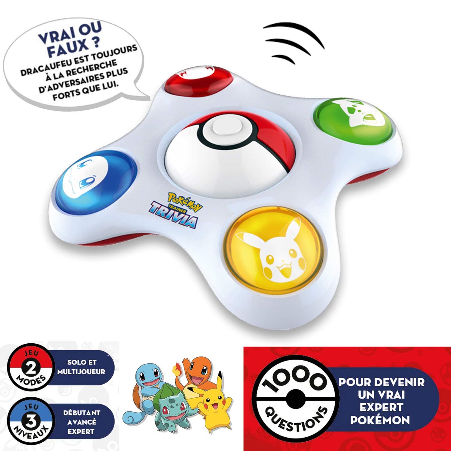 Bandai - Pokémon - Dresseur Quiz Jeu électronique interactif - Parle Français - ZZ20110 - Jeu Quiz Pokémon 1 à 4 Joueurs - Jouet Enfant 6 Ans et + - ZZ20110